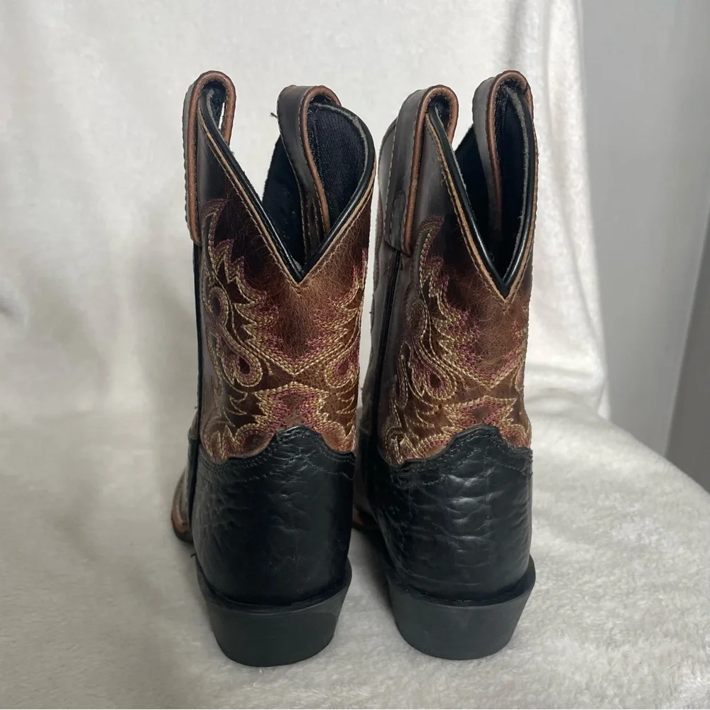 NWOT Dan Post Boy’s Little River Western Boots Size 11 D‎ Black/Rust Brown Boots